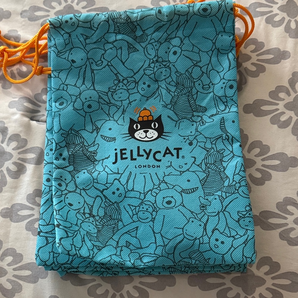 Jellycat London Teal Bag with Orange Drawstrings